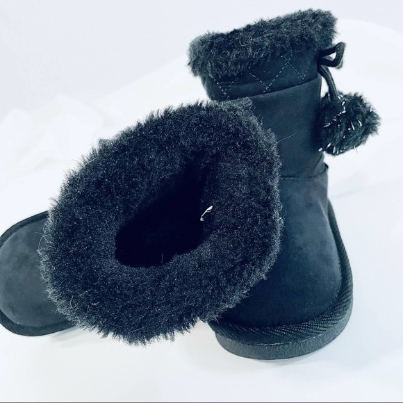 CITY Streets Baby Toddler Black Faux Fur Boots Size 5 Months Winter Girl - Picture 9 of 10